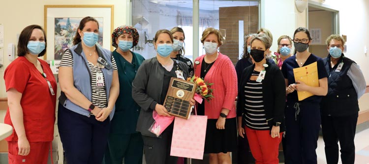 Krista Ash, RN (center) receives LRH's 6th Annual Nursing Mentorship Award