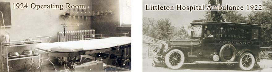 Littleton Hospital Operating Room and Ambulance in the 1920s