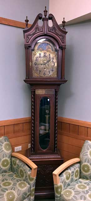 Grandfather's Clock located in Littleton Regional Healthcare's Lobby